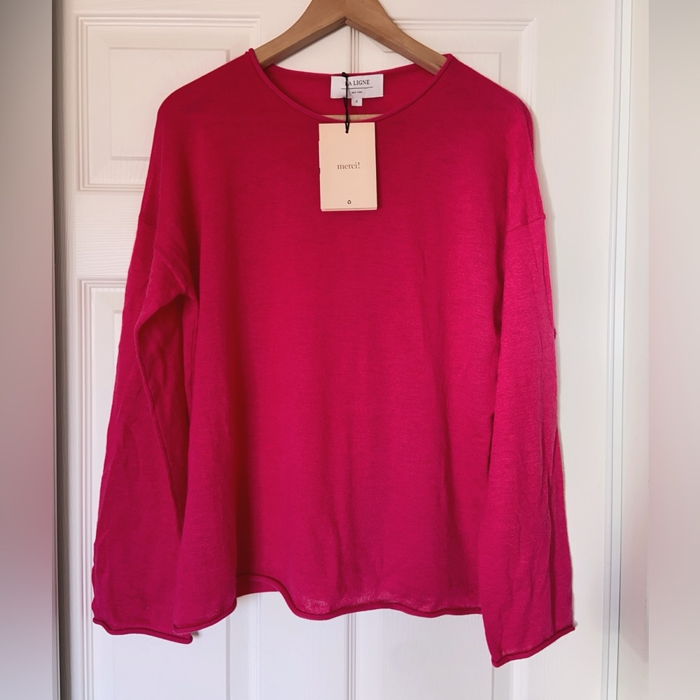 NWT La Ligne Featherweight Roll Neck Cashmere Sweater Ruby S - Picture 2 of 6